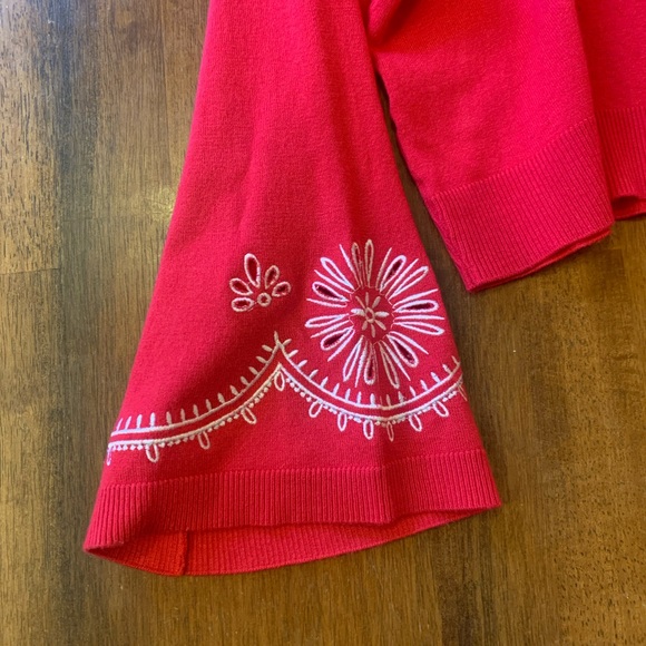 Tommy Hilfiger cardigan Large Hot pink Fushia bell sleeve embroidered design - Picture 5 of 8